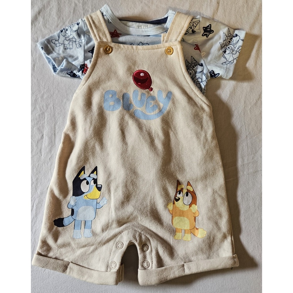 Bluey Baby 2 Piece Outfit Set 3-6‎ Months Romper Shirt Balloon Bingo Bluey